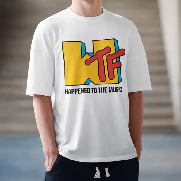 DTF-Druck buntes Logo-Motiv auf weißem Shirt
