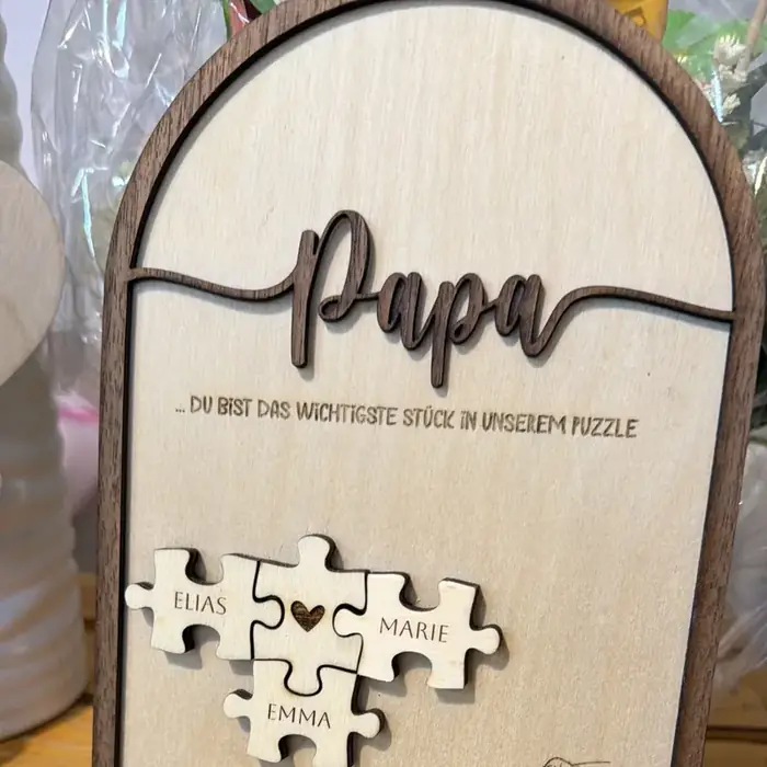 Personalisiertes Puzzle-Namensschild aus Sperrholz für die Familie