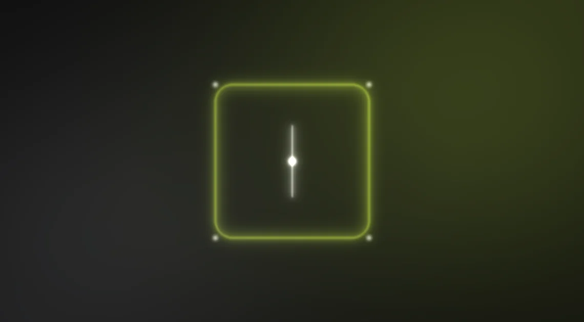 Abstrakte Darstellung eines sicher umschlossenen Laserstrahls in Lime auf dunklem Grund