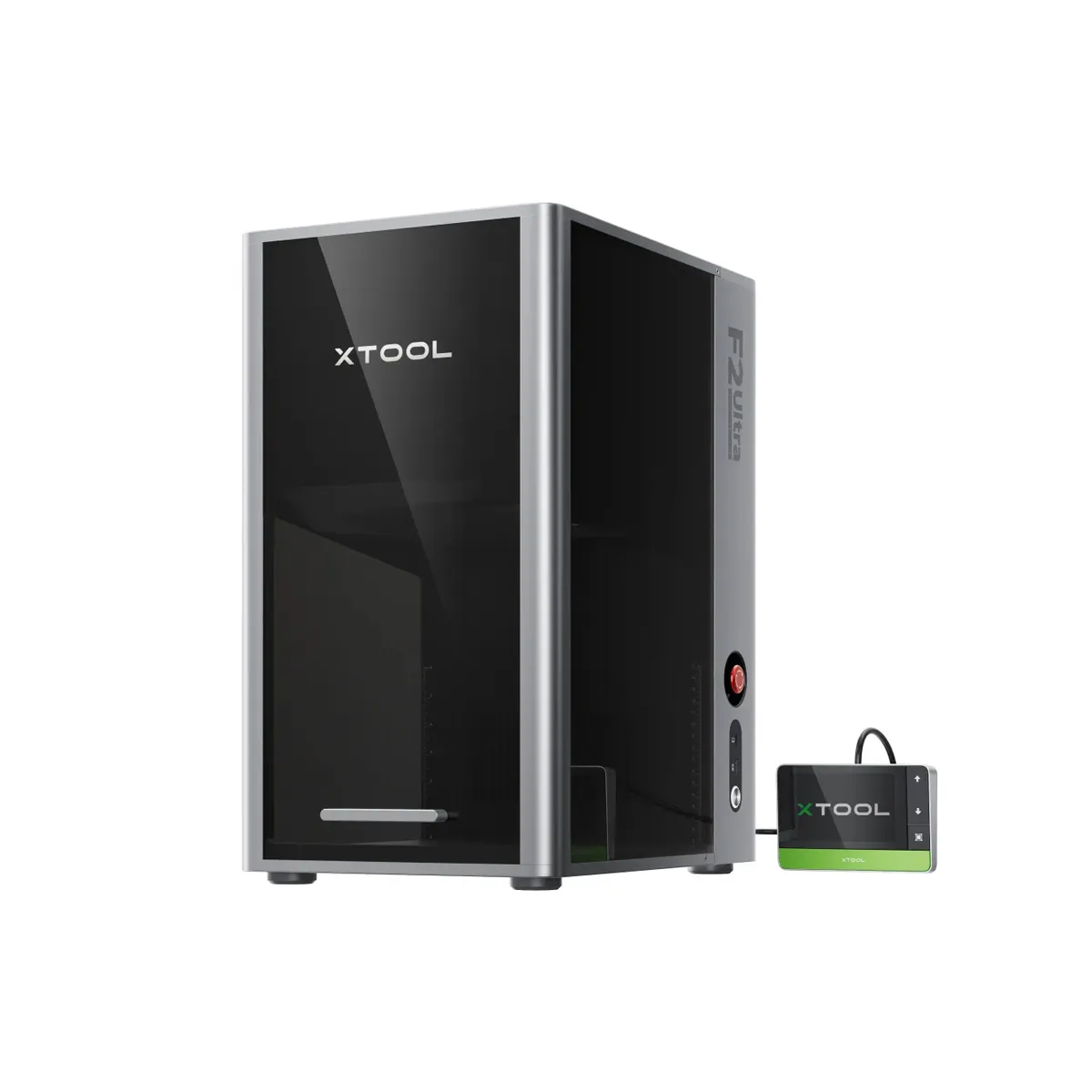 XTOOL F2 Ultra Laserschneidgerät mit schwarzem Gehäuse und separatem Steuergerät